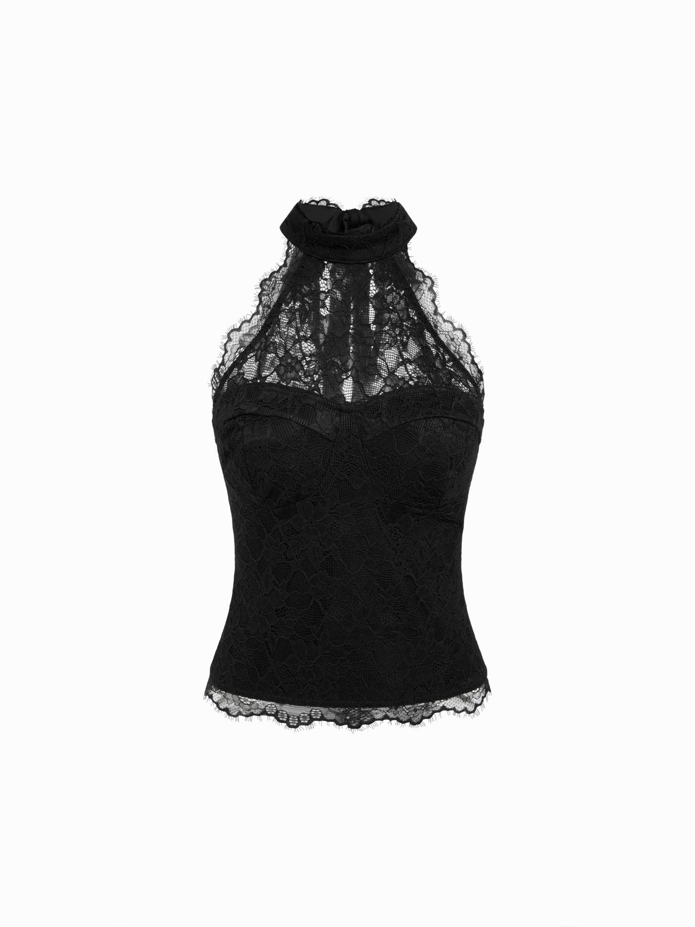Lace Halter Neckline Tie Back Top