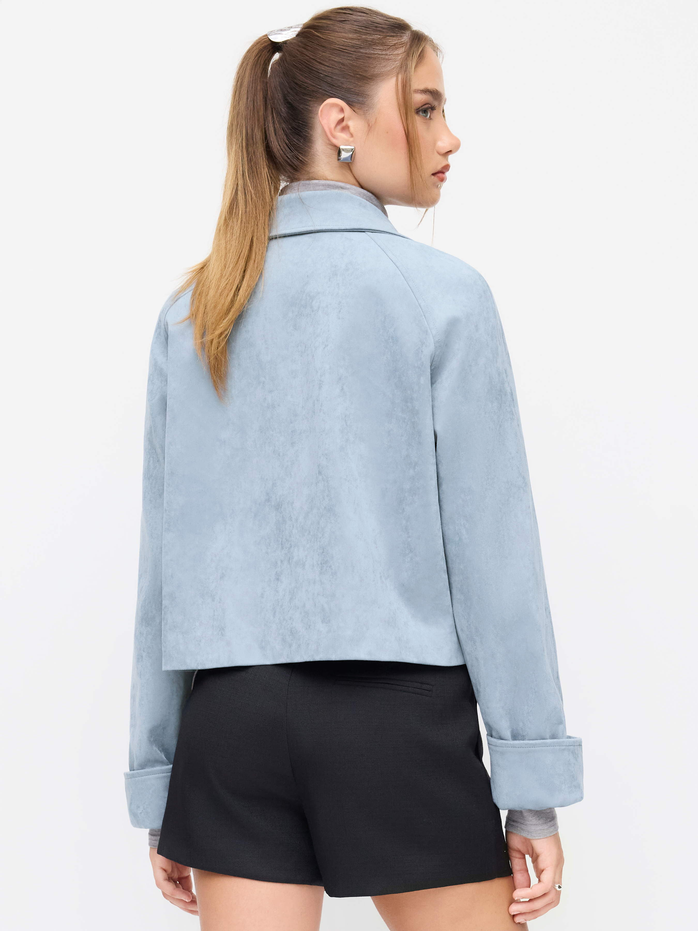 Notch Collar Size Tie Button Oversized Blazer