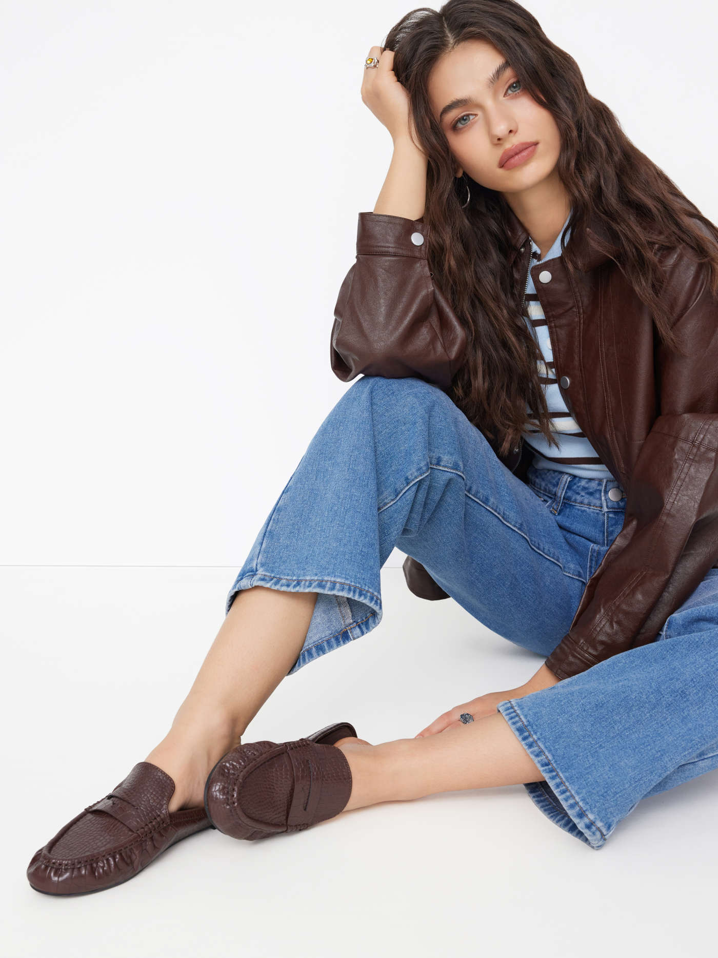 CROCODILE PATTERN MULE LOAFERS For Daily Casual Date Work