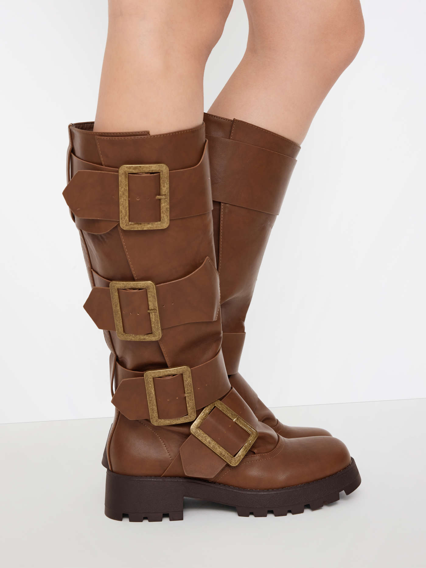 MULTI-BUCKLE CHUNKY HEELED BOOTS