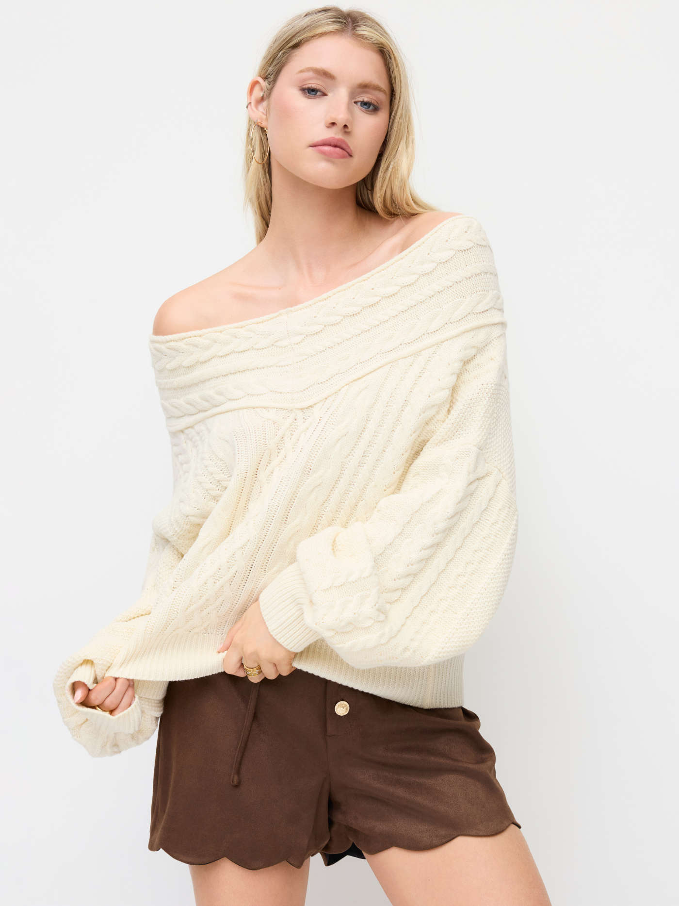 Knit Asymmetrical Neck Striped Top