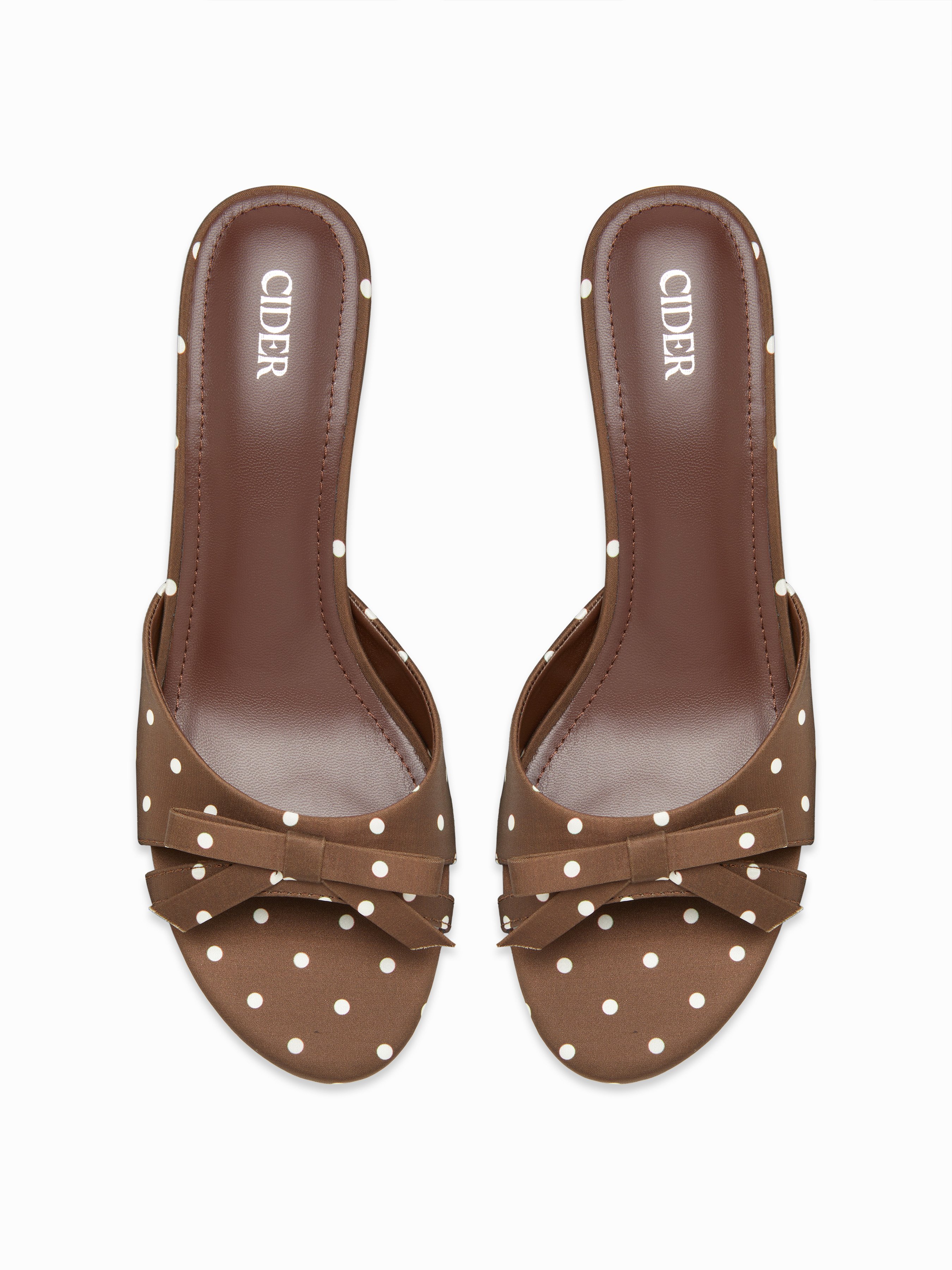Polka Dot POLKA DOT & BOWKNOT MID HEEL SANDALS For Daily Casual