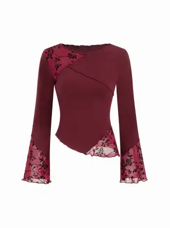 100% Cotton Asymmetrical Button Two Tone Patched Shirt