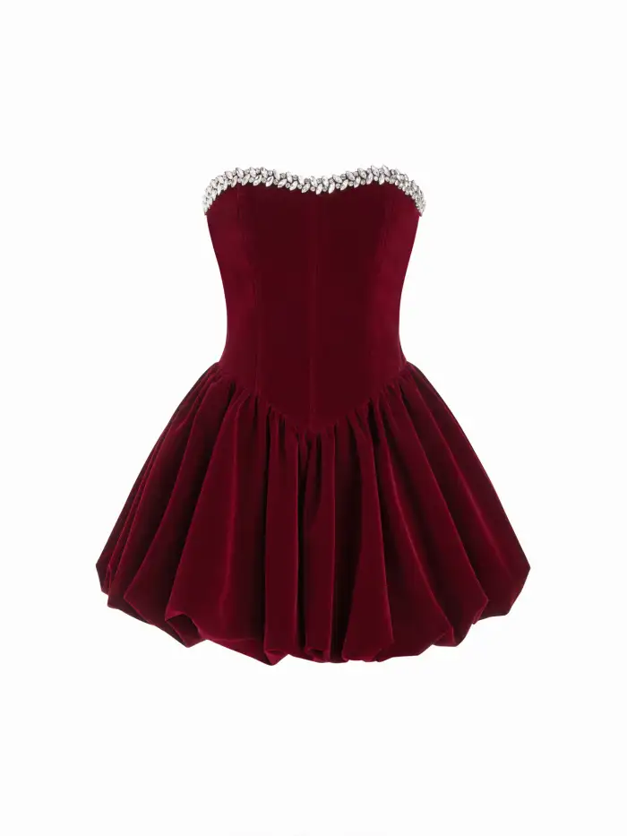 strapless open back dress Nana Jacqueline Women's Simone Velvet Dress - Red main image 0