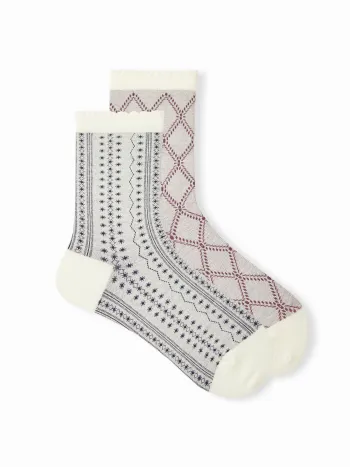 2 Paar Argyle- und gestreifte Crew-Socken
