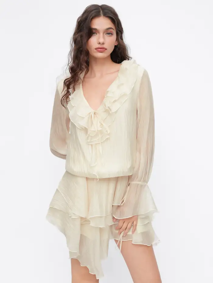 asymmetrical hem chiffon mini dress Toile Asymmetrical Mini Dress S