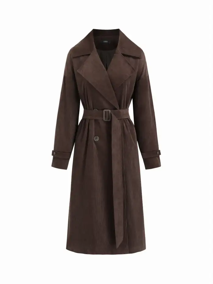 Wool-look Collar Long Sleeve Herringbone Mini Dress