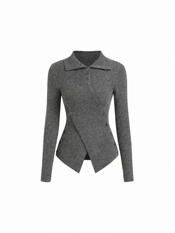 Knit Wool-blend Stand Collar Long Sleeve Zipper Oversized Cardigan