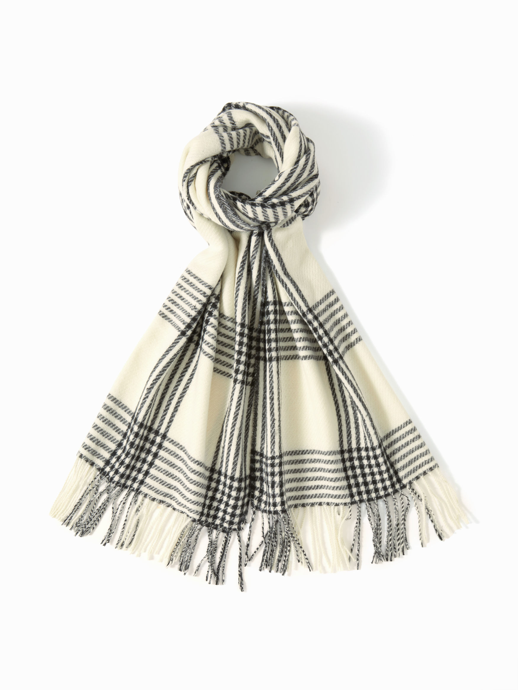 PLAID FRINGED SCARF