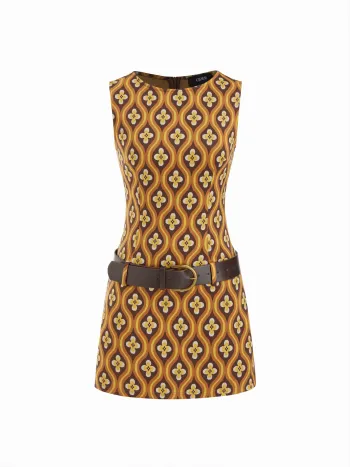 Bootschnittiges Blumenmuster-Minirock mit Reißverschluss und Gürtel