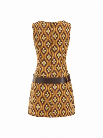 Bootschnittiges Blumenmuster-Minirock mit Reißverschluss und Gürtel