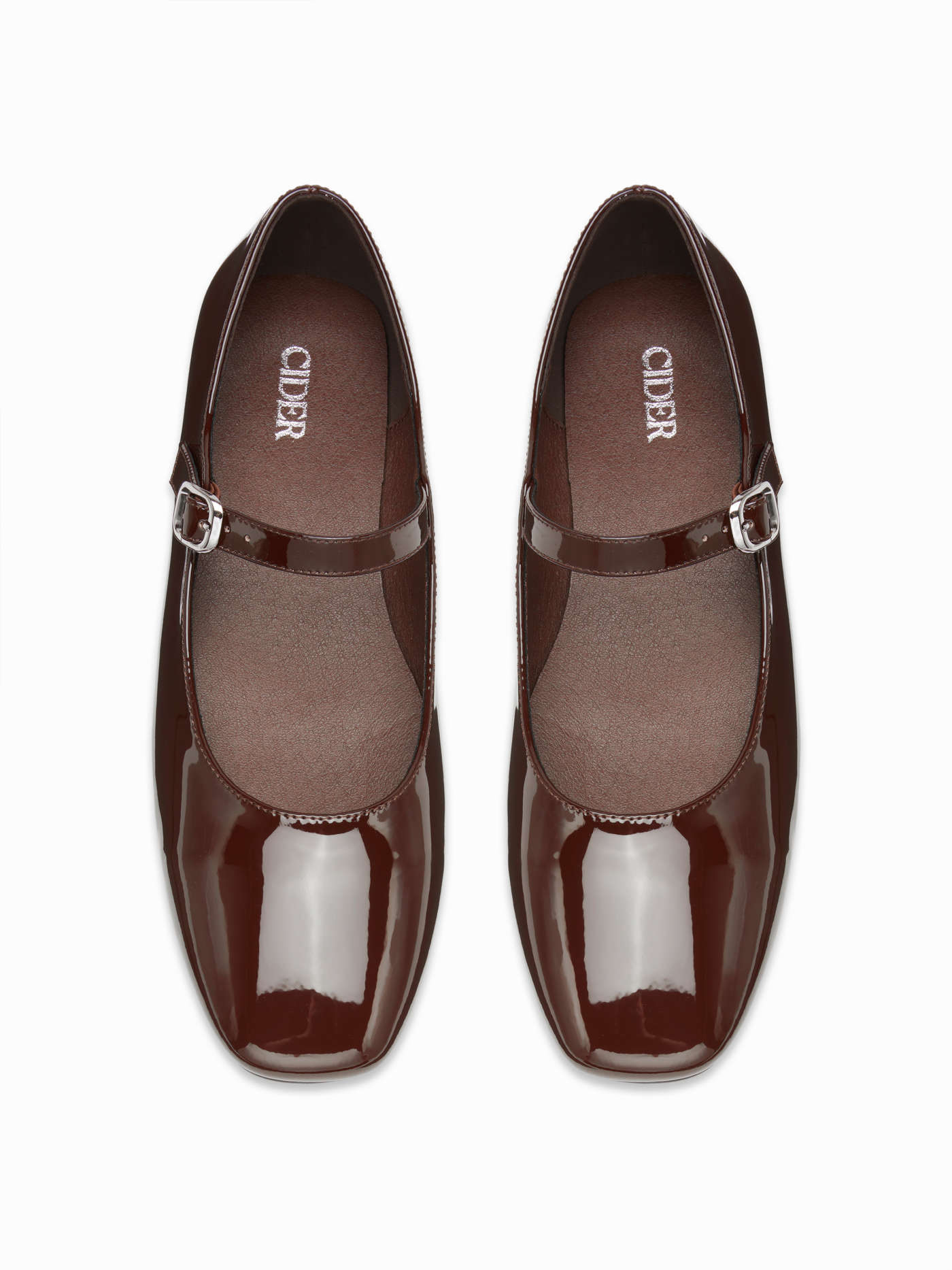 FAUX PATENT LEATHER MARY JANE FLATS