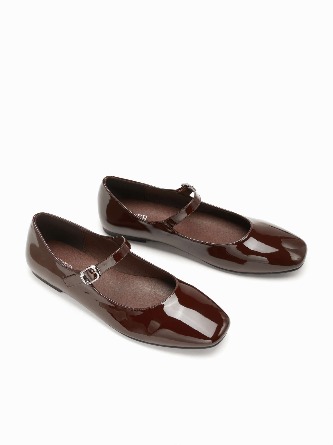 FAUX PATENT LEATHER MARY JANE FLATS
