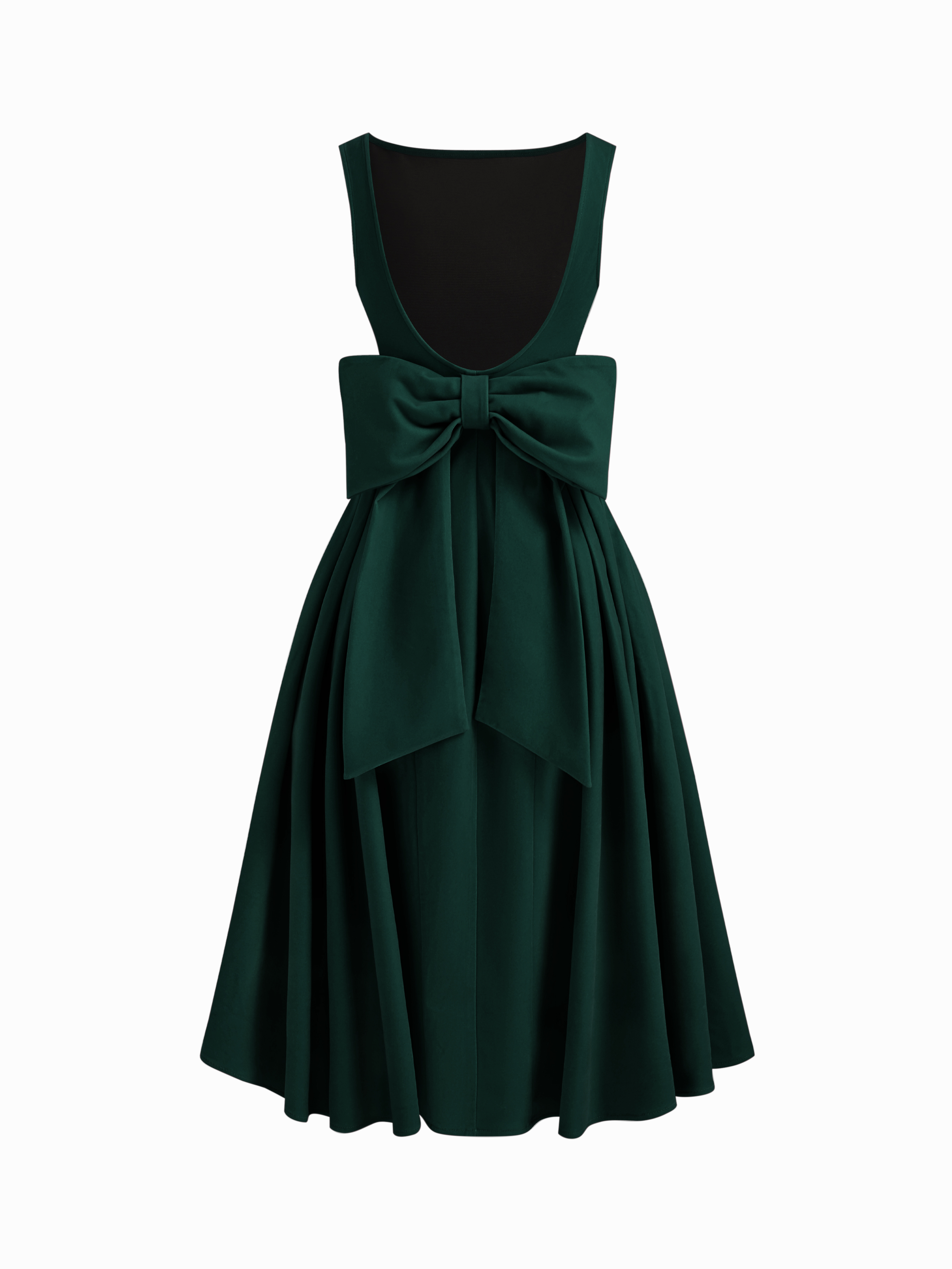 Velvet Boat Neck Bowknot Backless Midi Dress