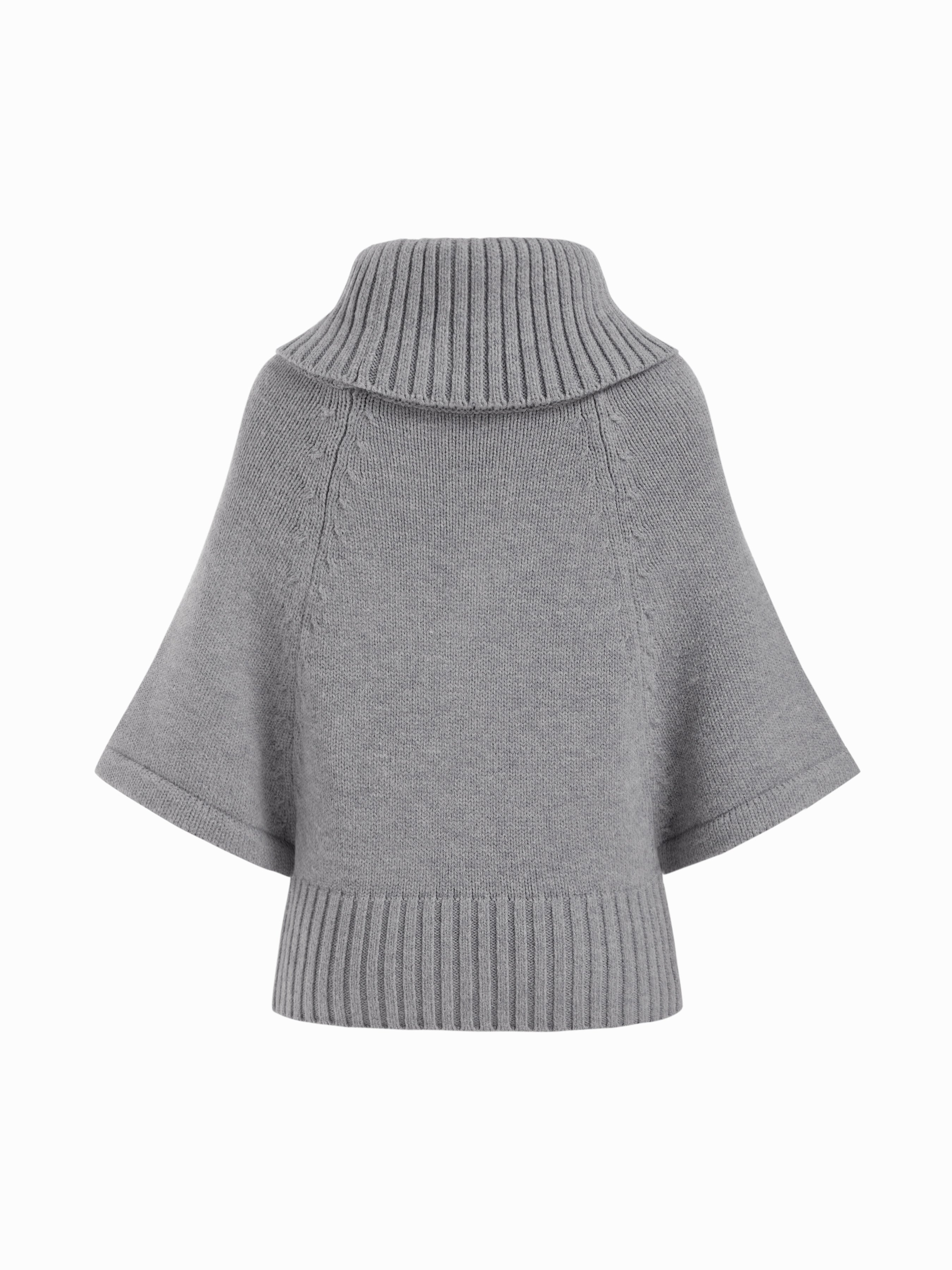Knit Fabric Cable Knit Wool-blend Turtleneck Mid-length Sleeve