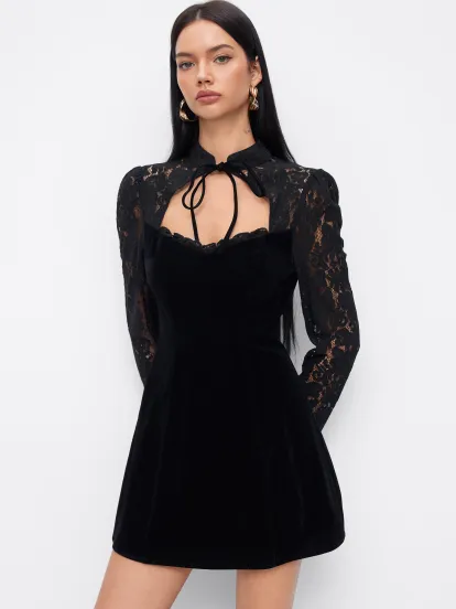 Chiffon V-neck Knotted Ruffle Hem Cami Mini Dress