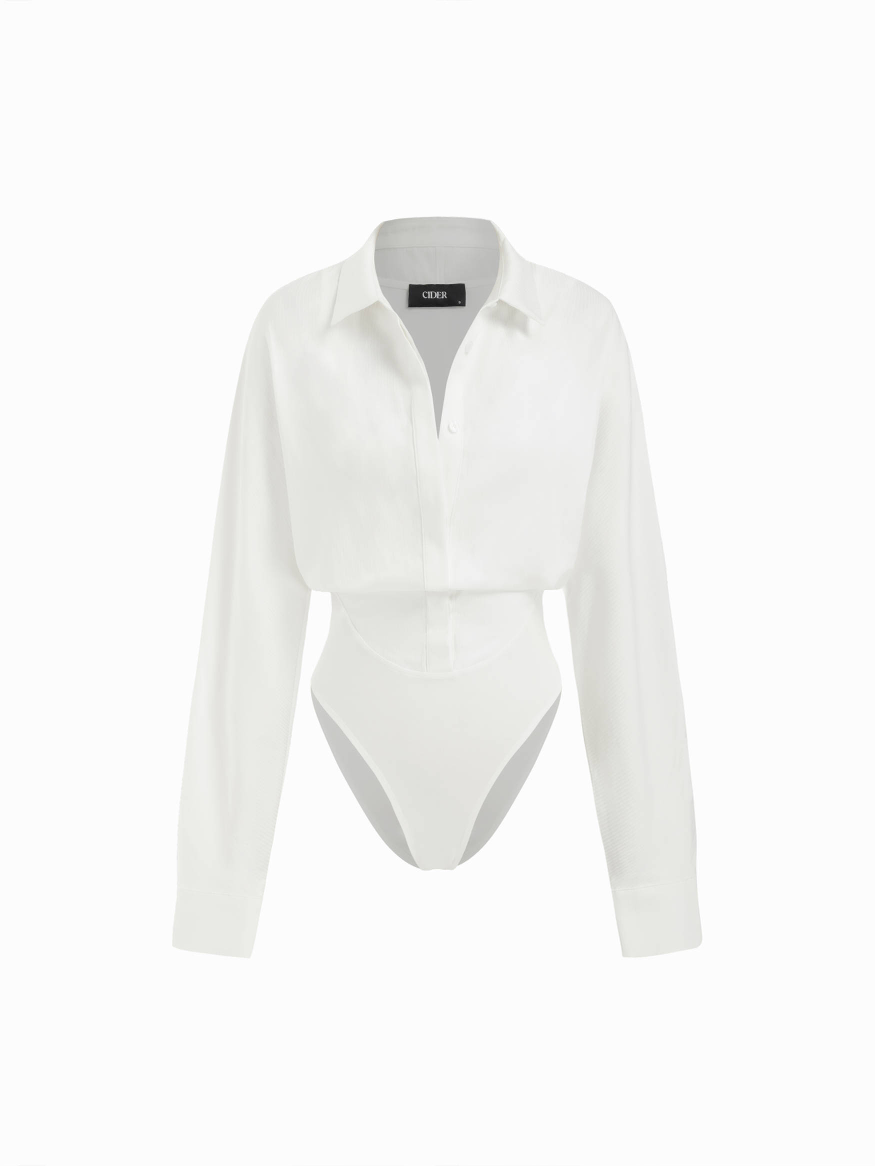 Cotton-blend Collar Shirt Bodysuit