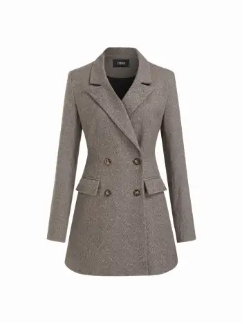 High Neck Button Oversized Long Sleeve Jacket