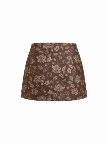 Baumwollmischung Low-Rise Blumen-Knopf-Miniskirt