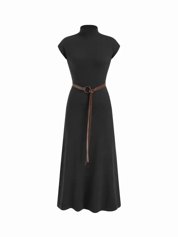 sachin and babi light blue dress Black High Neck Dress Long Sleeves Cocktail Dresses For Women Elegant Office Wear Spring Dress For Wedding Guest Business Casual TAVROVSKA main image 1