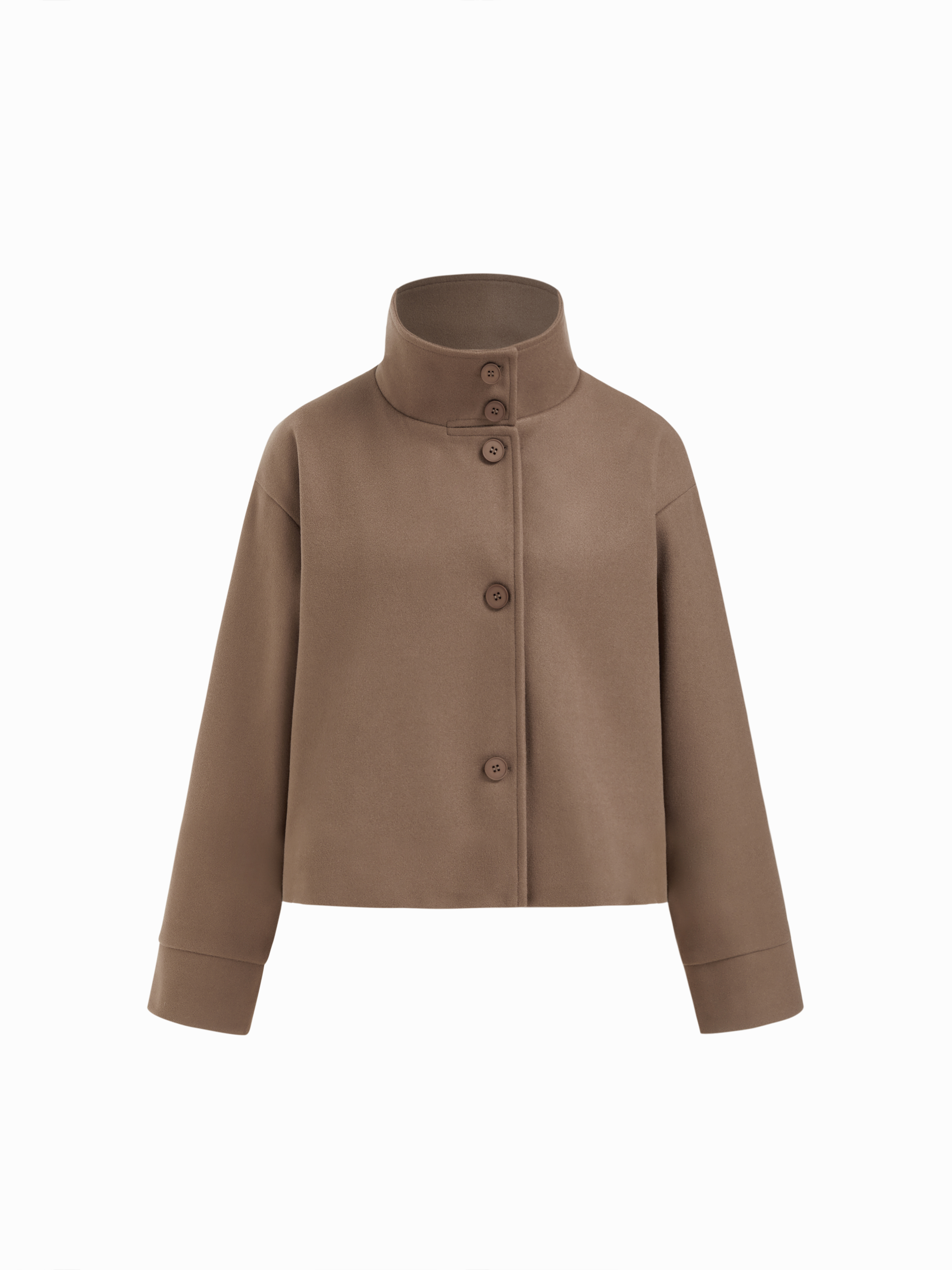 Woven High Neck Button Oversized Long Sleeve Jacket For Daily Casual