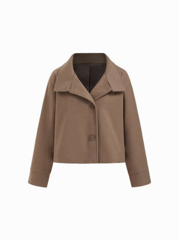 High Neck Button Oversized Long Sleeve Jacket