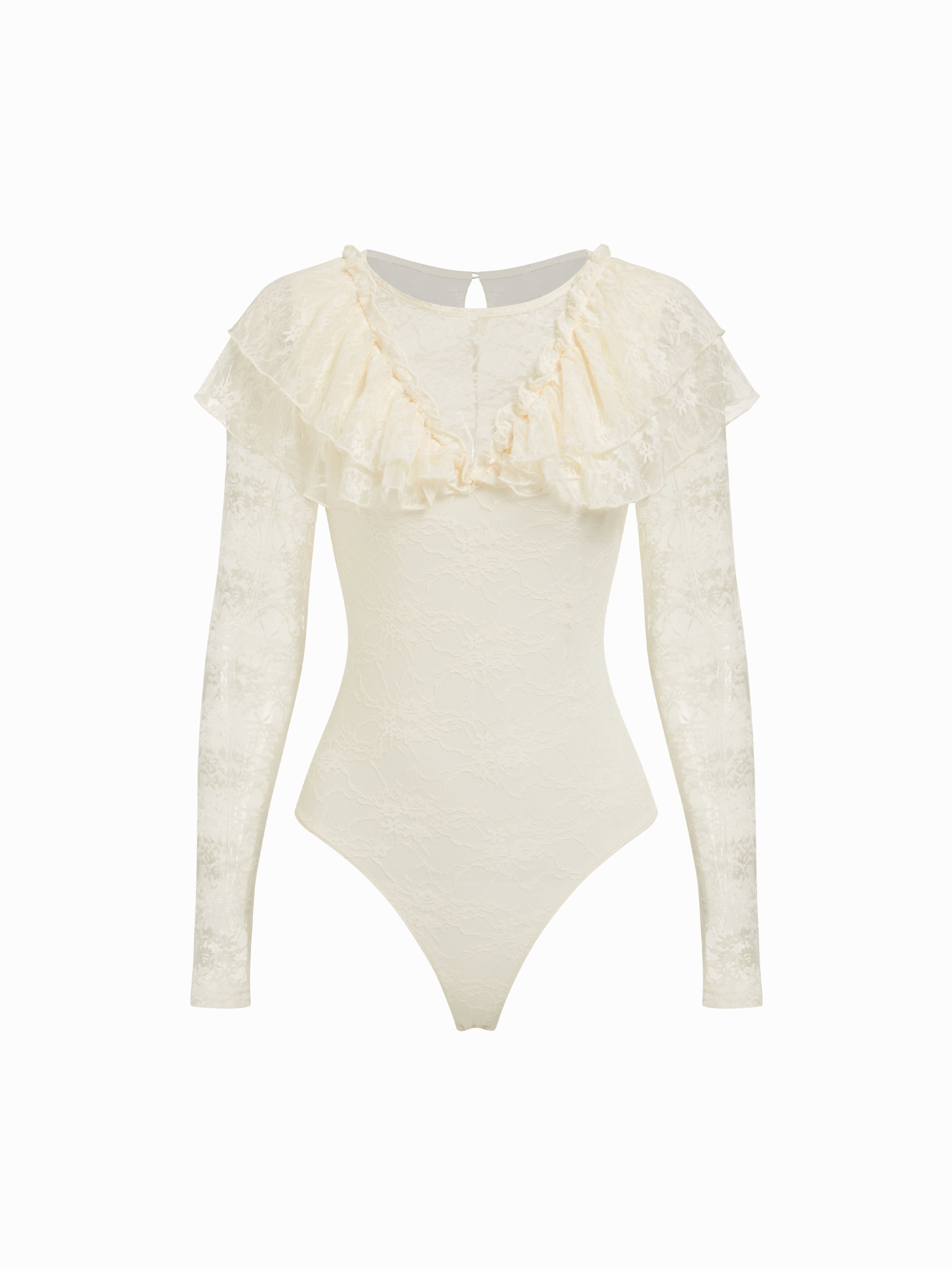 おーさん　TanC tokyo 長袖 レースボディスーツ　ホワイト Bodysuits - Cider