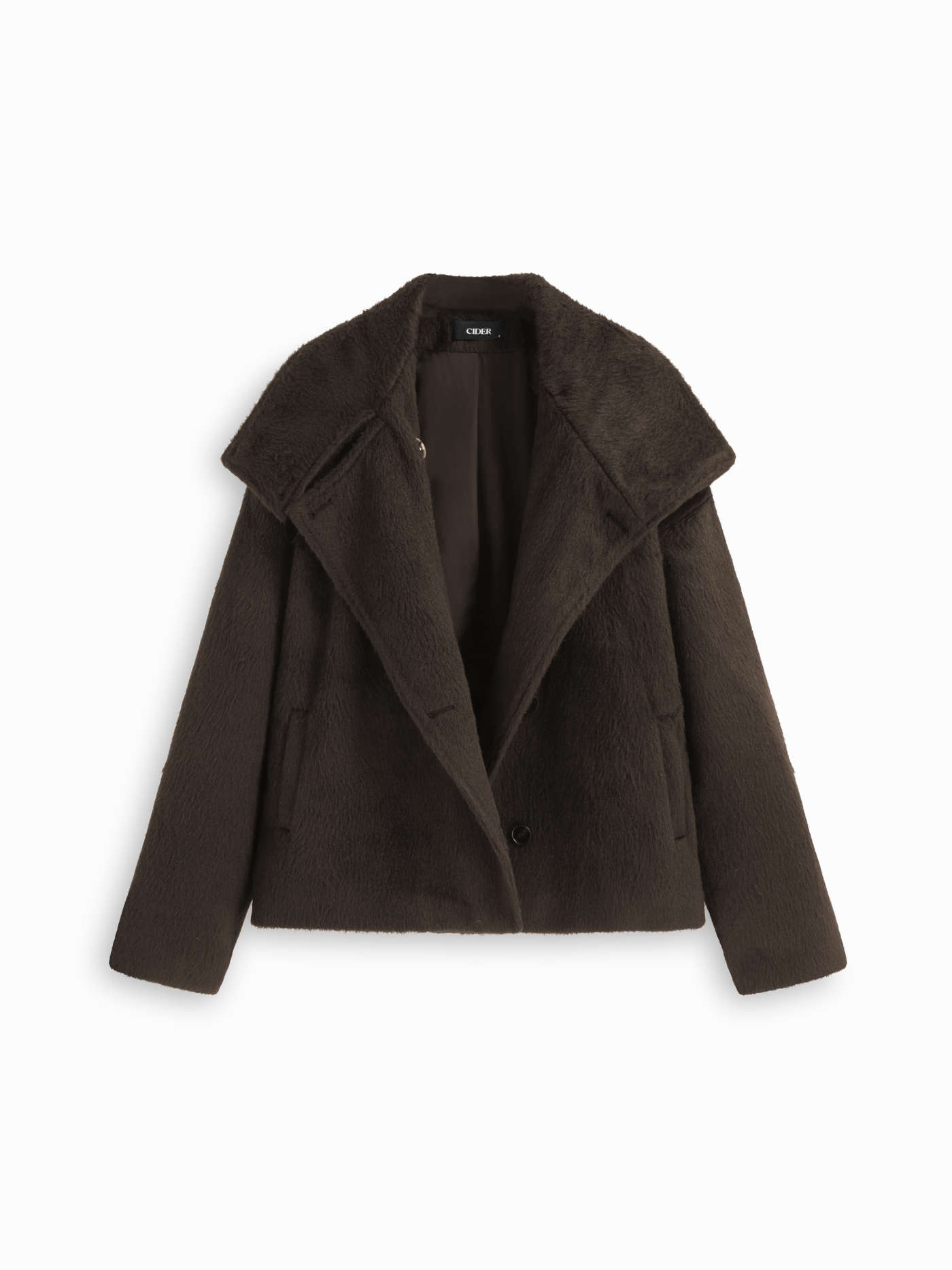 Wool-like fabrics Wool-look Mandarin Collar Long Sleeve Oversized Jacket For Daily Casual Work