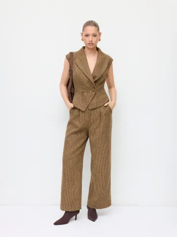 Wollartiges Kragen-Button-Breitbein-Overalls