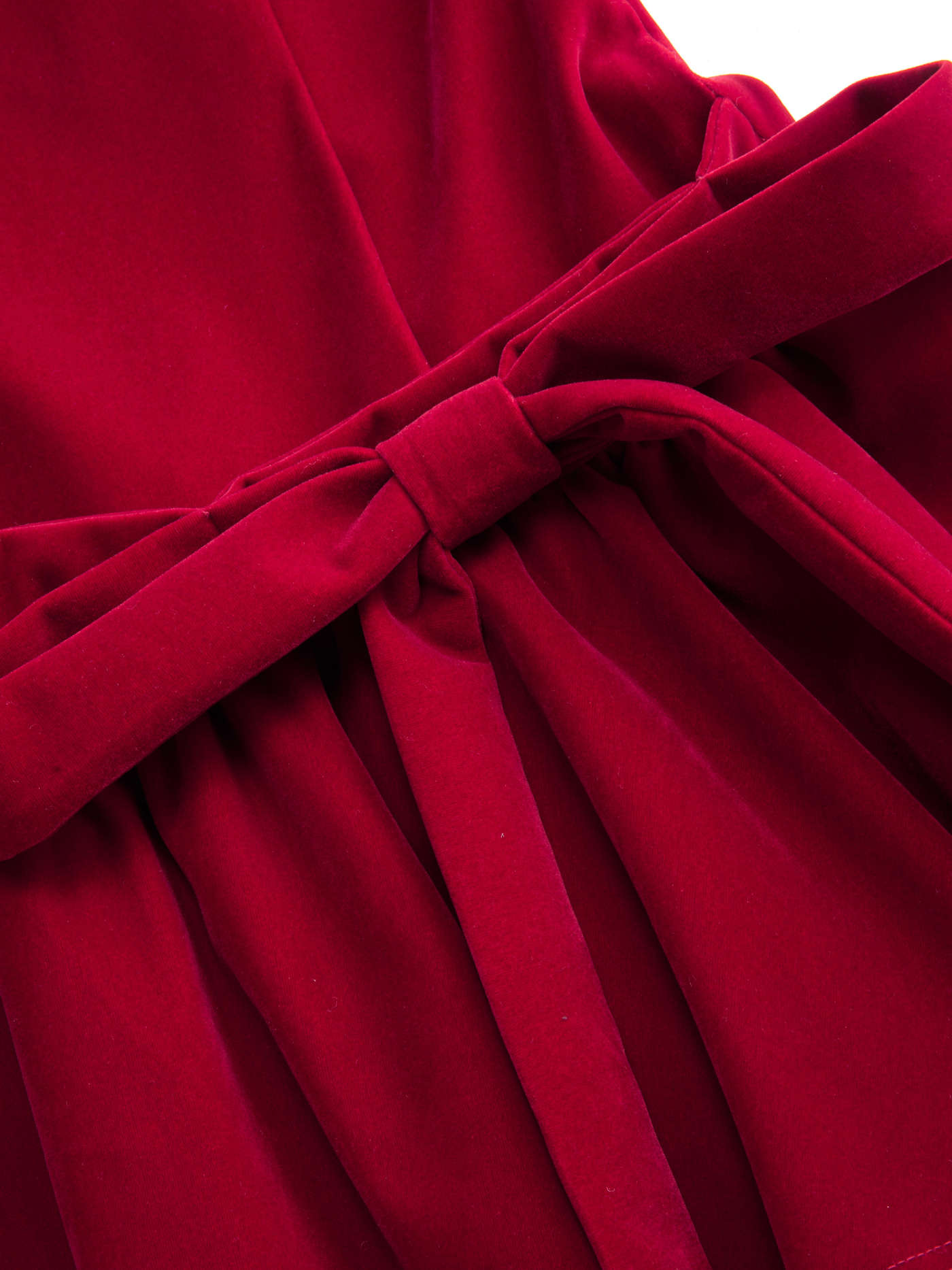 Velvet Boat Neck Ruffled & Bowknot Mini Dress