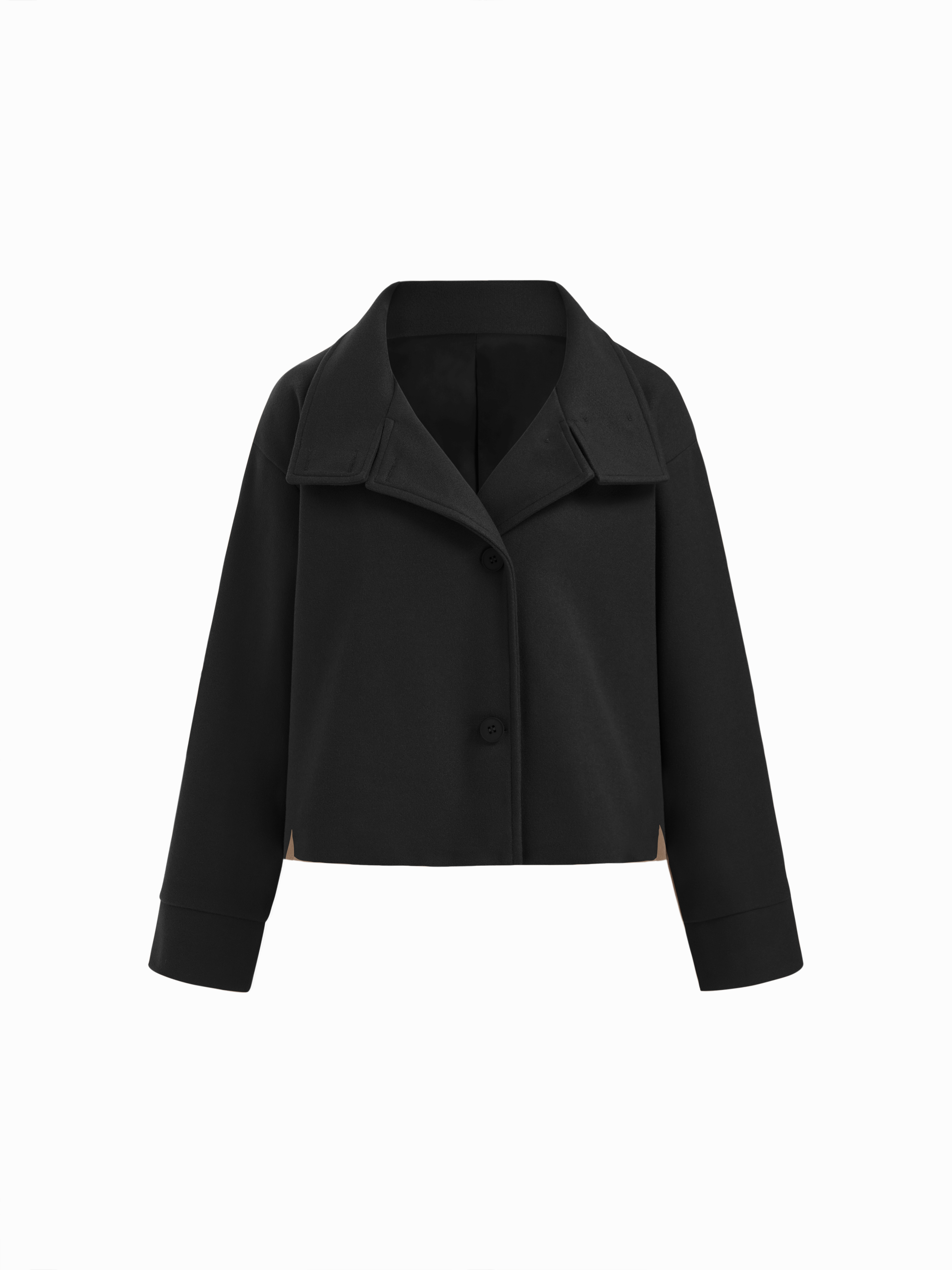 Woven High Neck Button Oversized Long Sleeve Jacket For Daily Casual