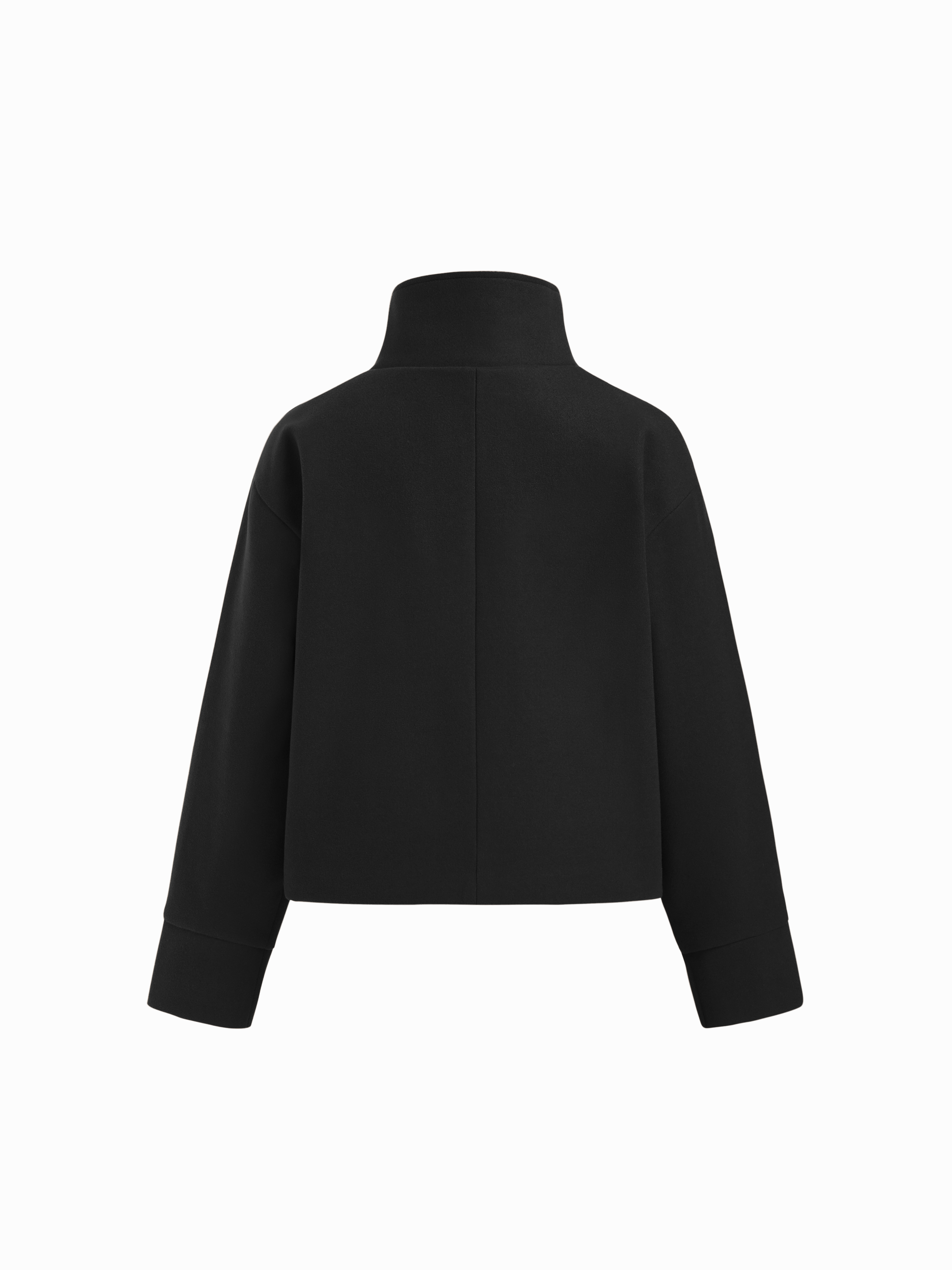 Woven High Neck Button Oversized Long Sleeve Jacket For Daily Casual