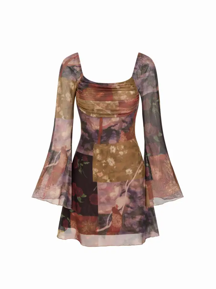 Denim Mid Waist Leopard Wide Leg Pants