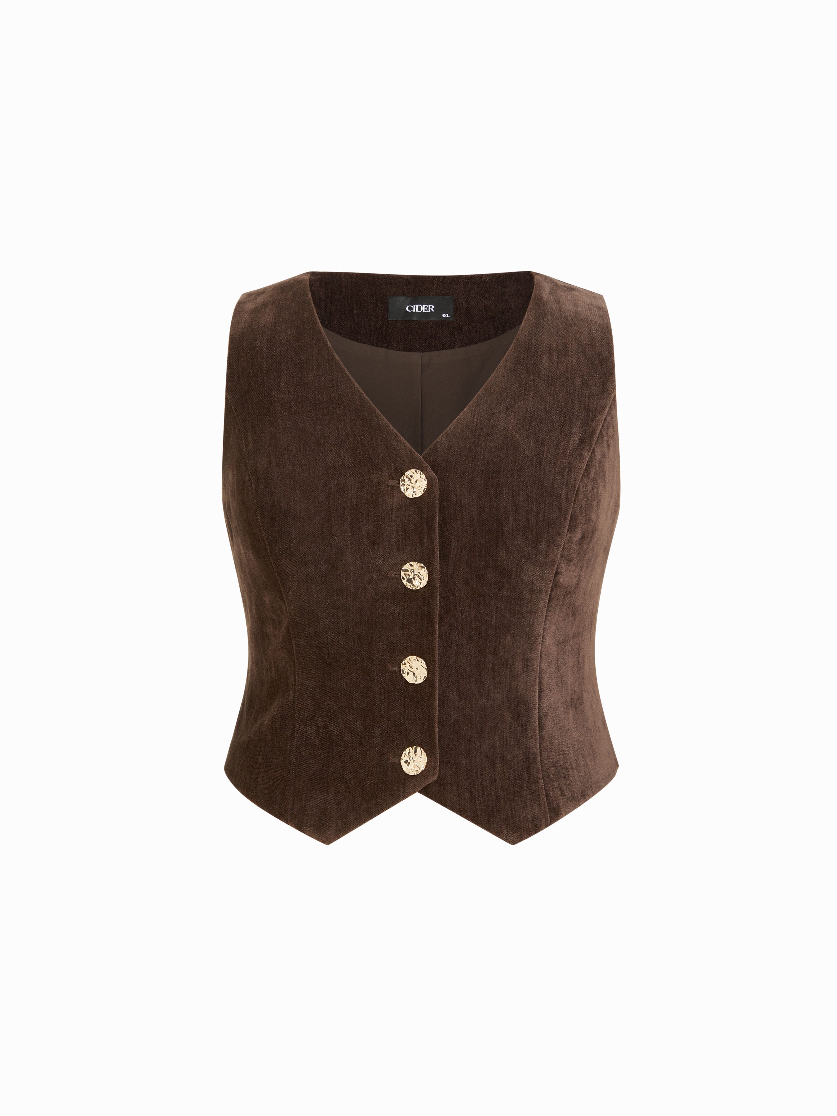 Velvet V-neck Metal Detail Tie Back Vest Curve & Plus