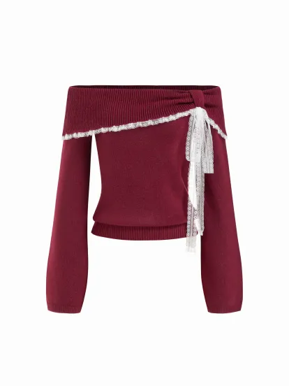 Cotton Plaid Collar Short Sleeve Blouse & Mid Rise Lace Trim Bowknot Mini Skirt Set