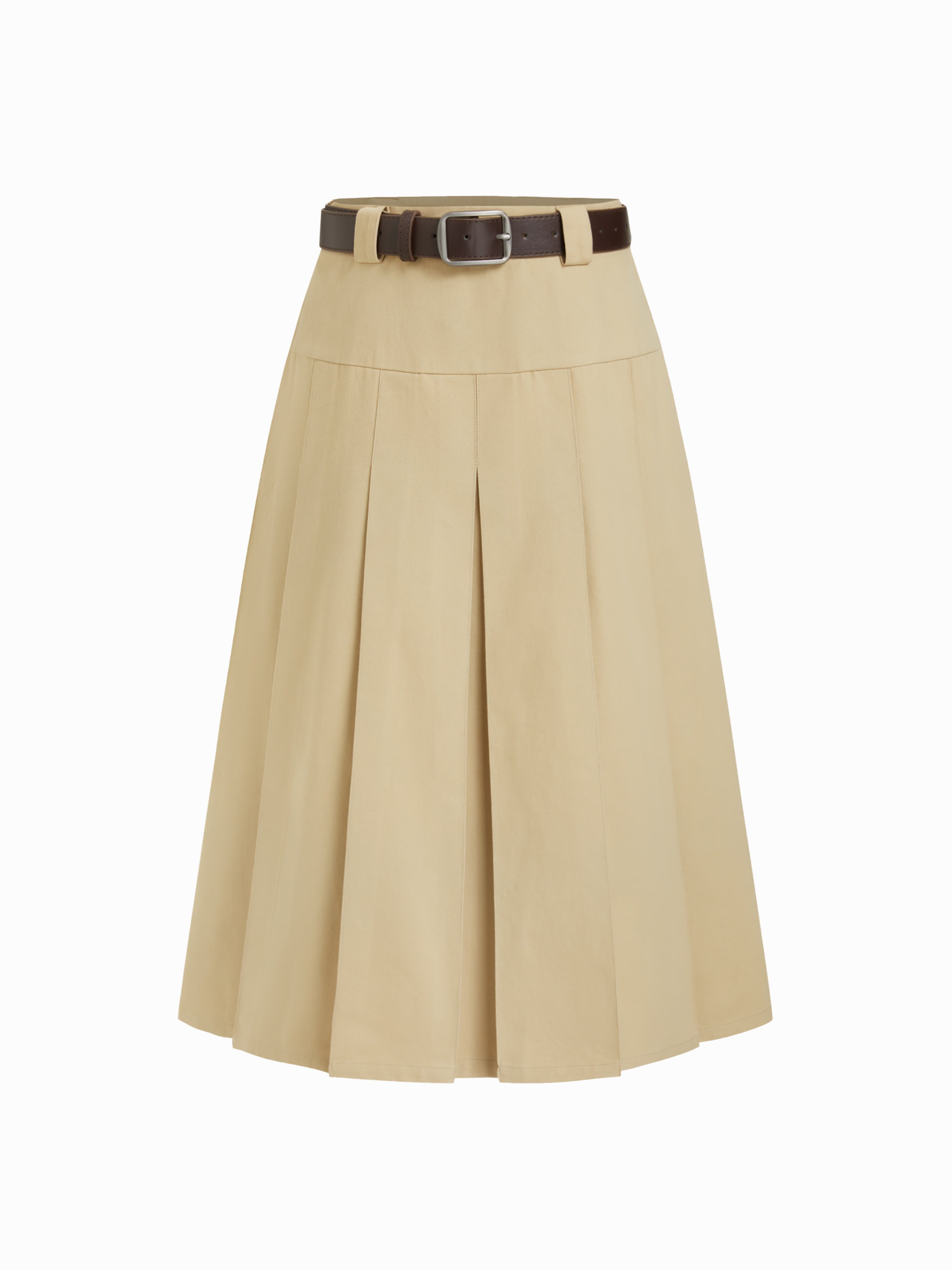 Cider Pleated Midi 100%Cotton Skirt