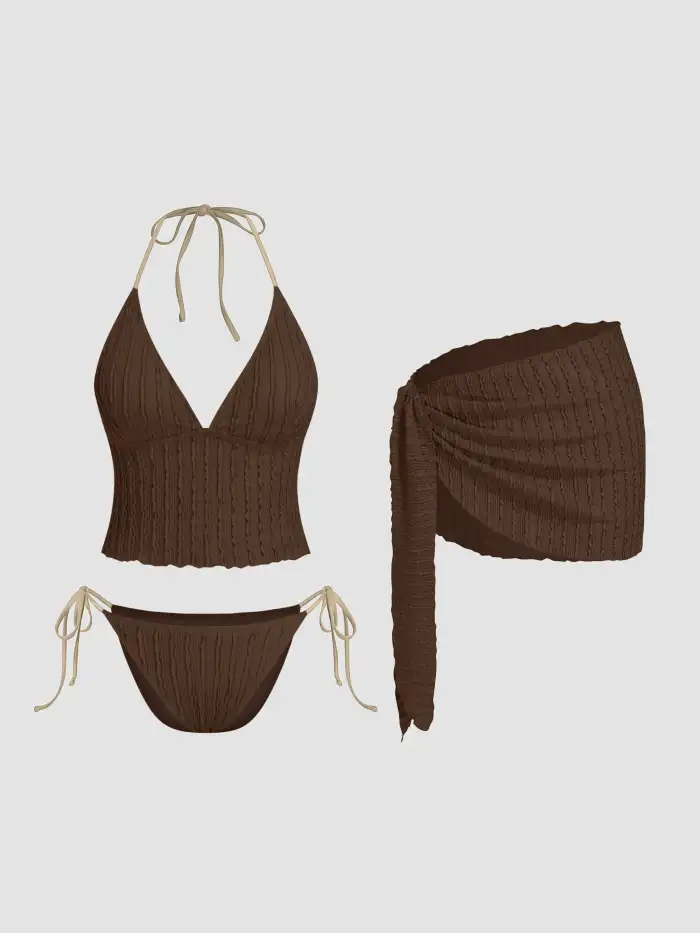 Bowknot Cherry Underwire Shorts Bikini Set