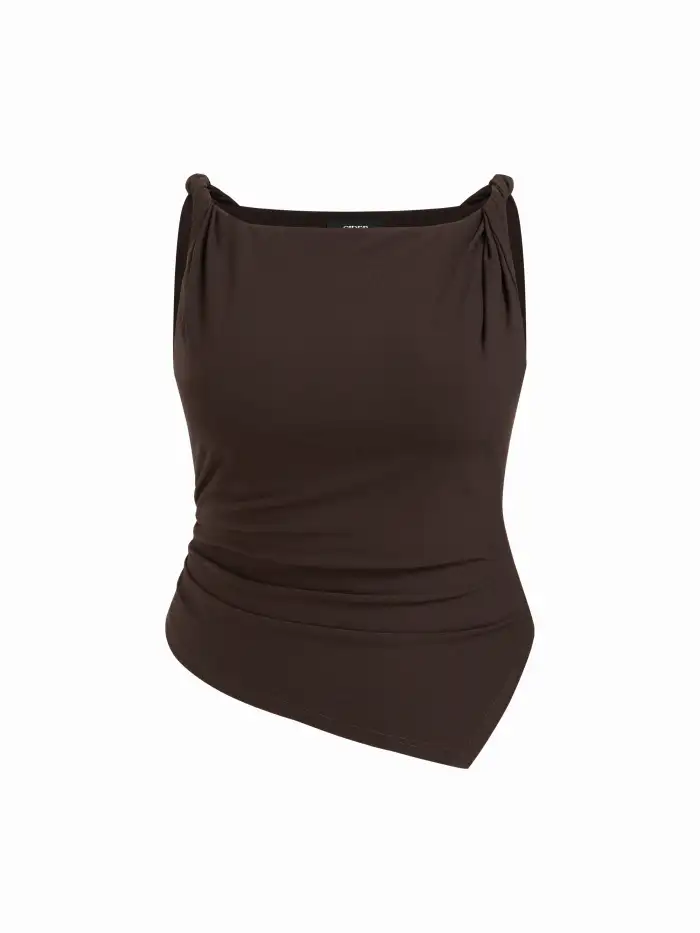 Striped Asymmetrical Hem Zip Through Knotted Wide Leg Jumpsuit Curve & Plus