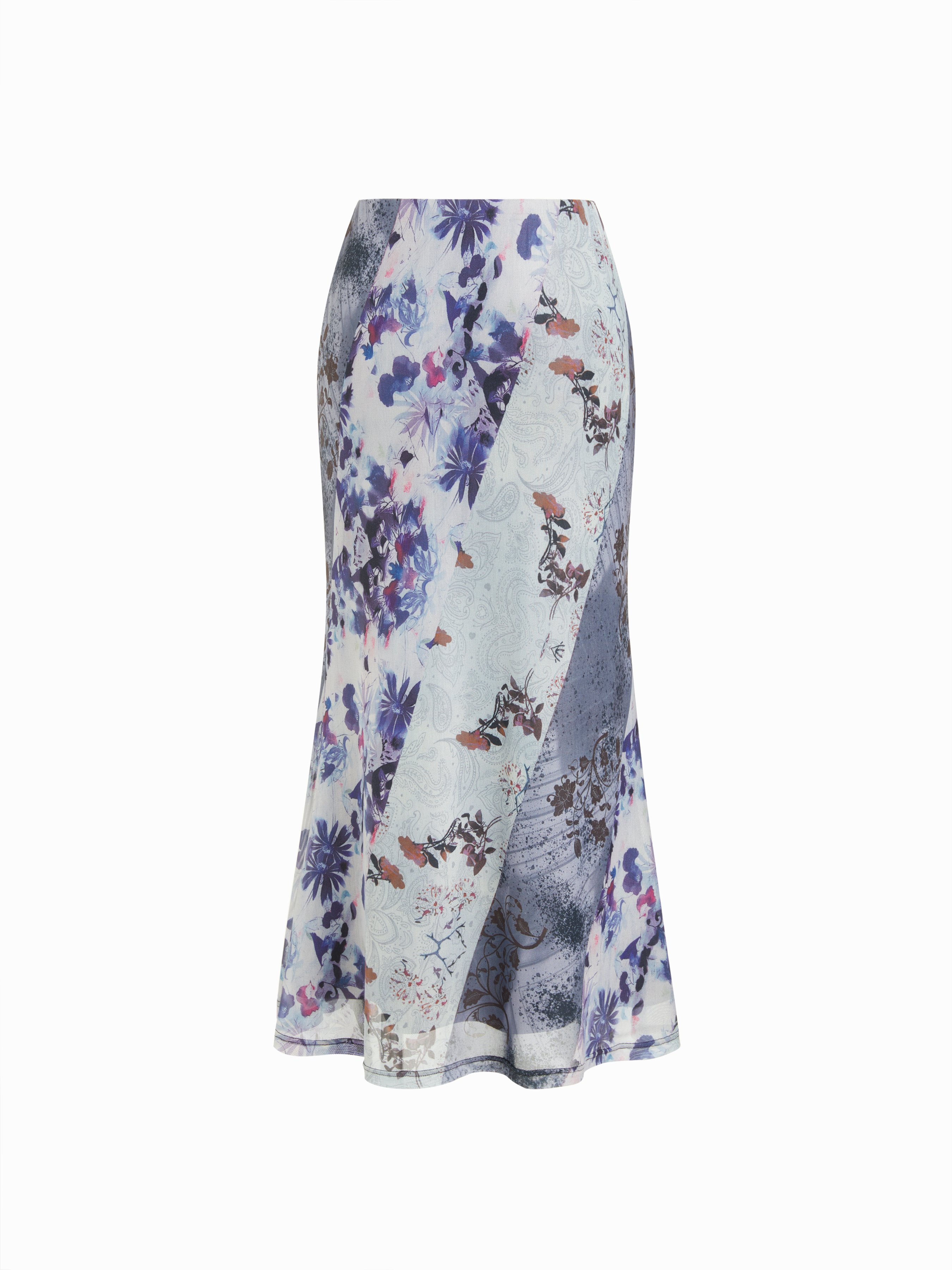 CIDER Mesh Mesh Mid Rise Floral Mermaid Maxi Skirt For Daily Casual