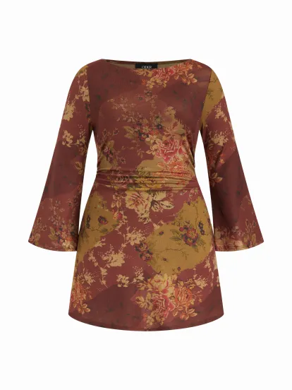 Cotton Scoop Neckline Floral Knotted Maxi Dress Curve & Plus