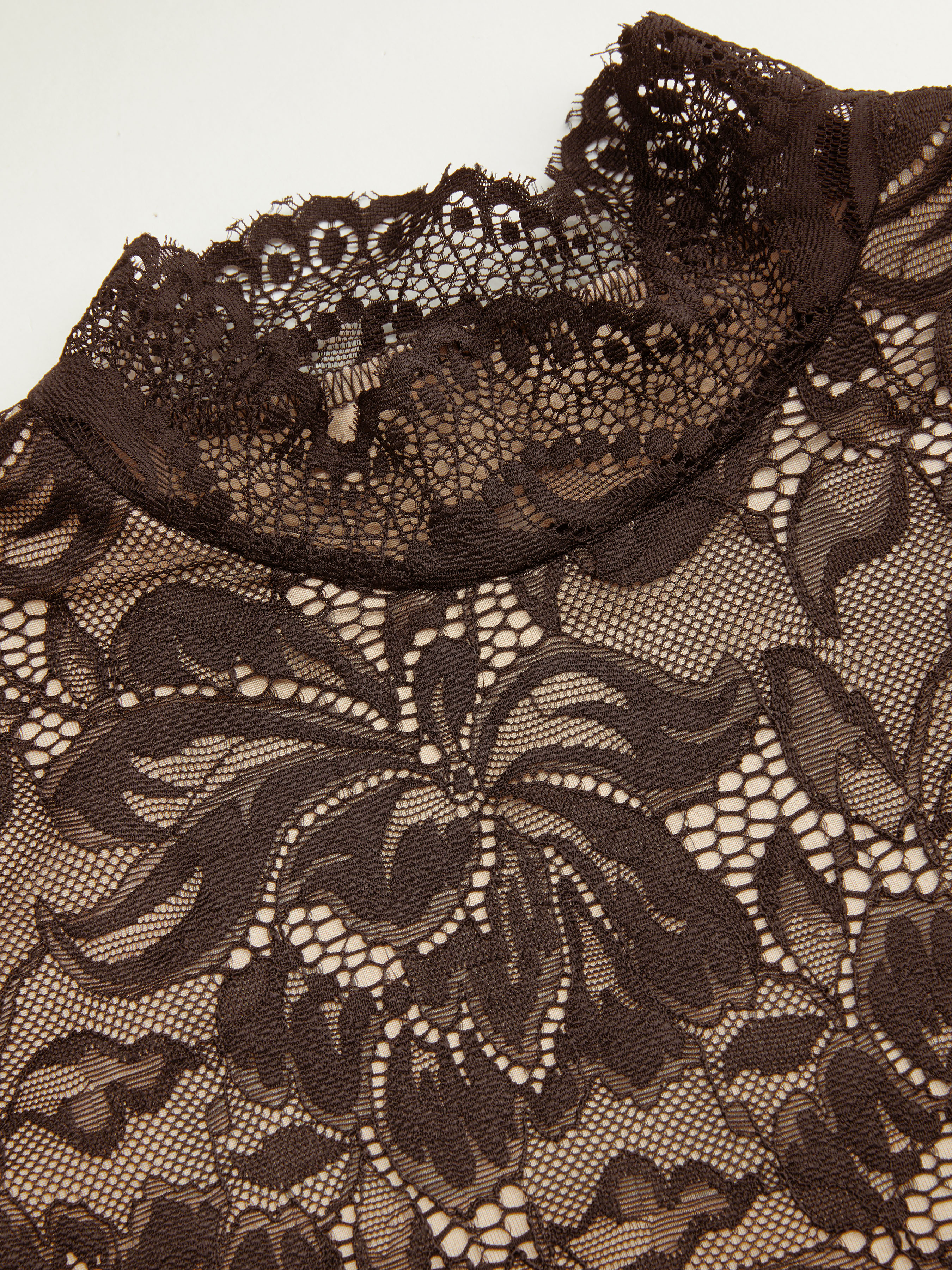 Wuthering Romance Lace Floral Lace Stand Collar Ruffle Long Sleeve