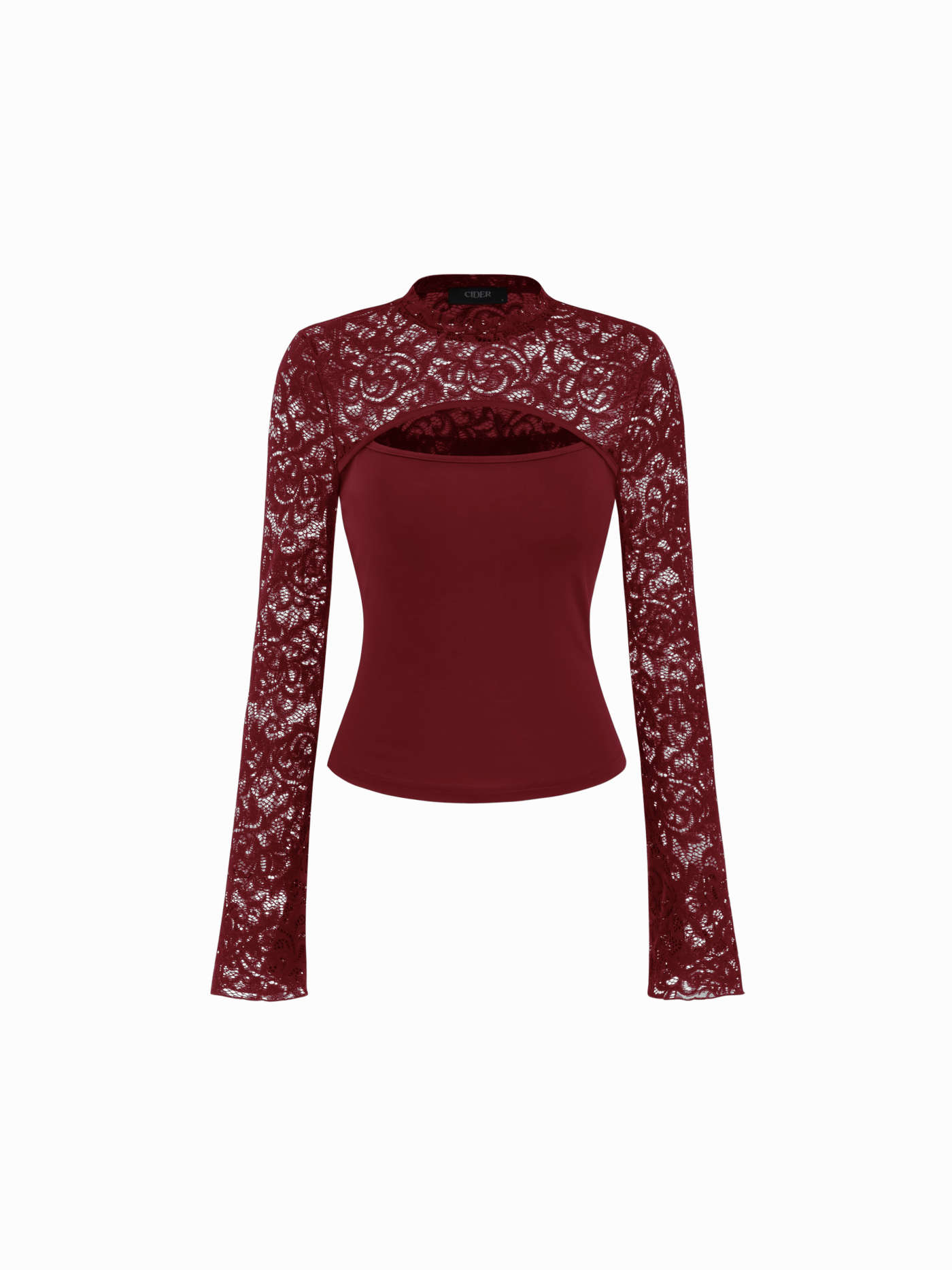 Romance tourbillonnante Tricot Floral Lace Stand Collar Bell Sleeve Top For Décontracté quotidien Rencard