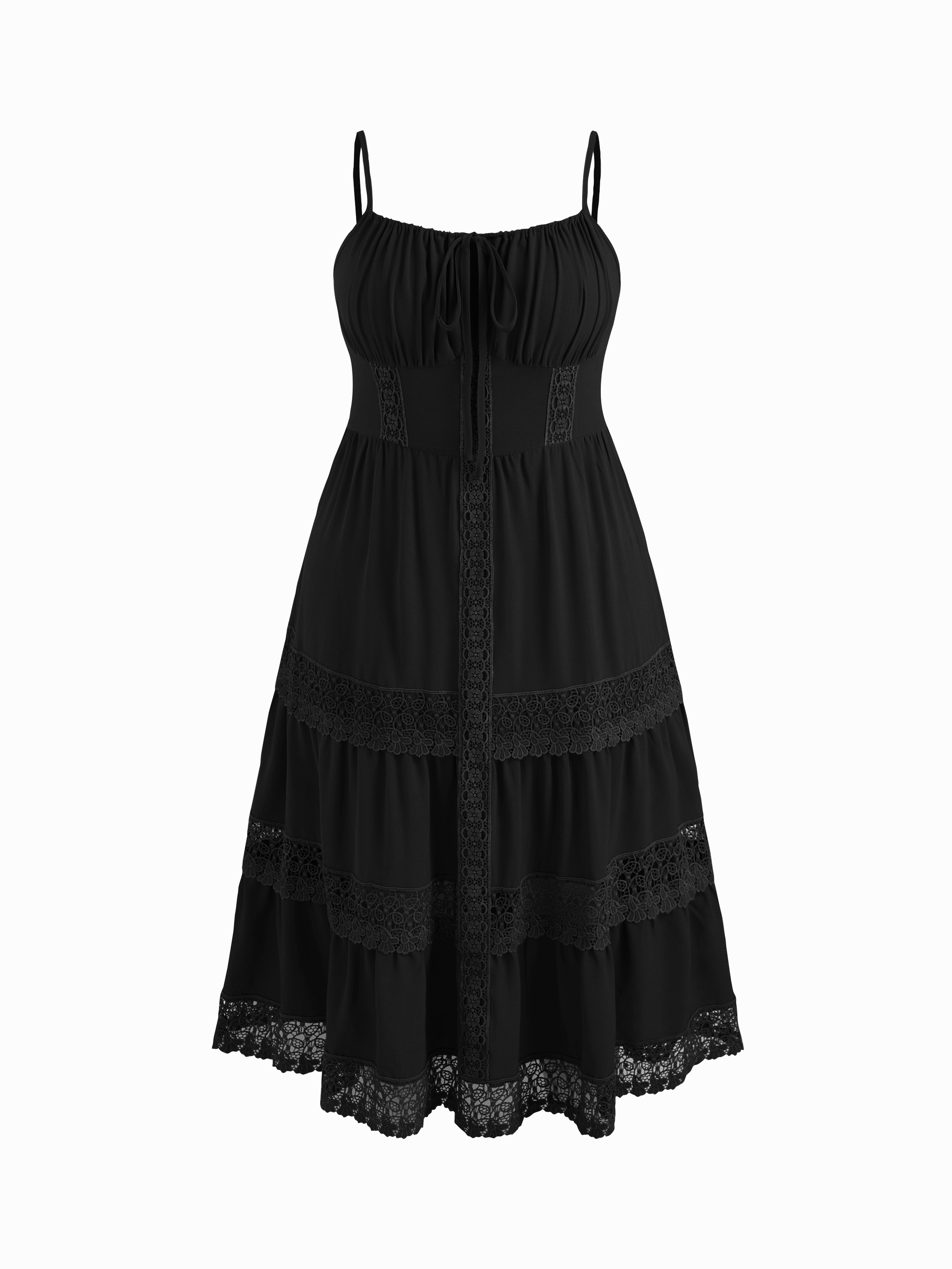knee length dresses for ladies Better Believe Lace Insert Maxi Dress Black main image 0