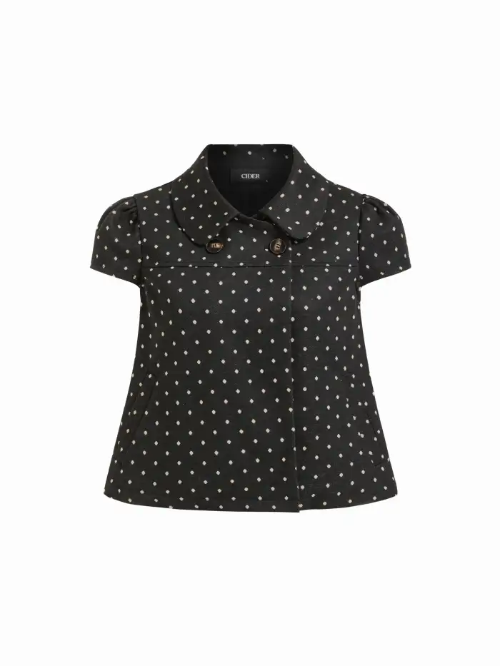 Cotton-blend Boat Neck Polka Dot Ruched Tee & Mini Skort