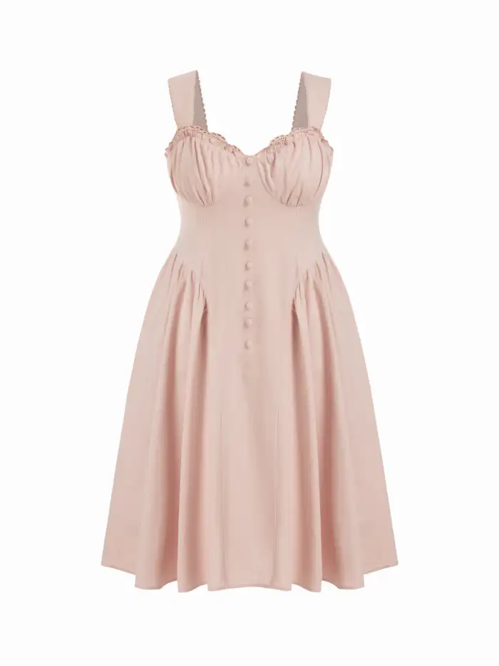 open lace back dress Seren Vintage Floral Lace Back Maxi Dress in Blush Pink M main image 1