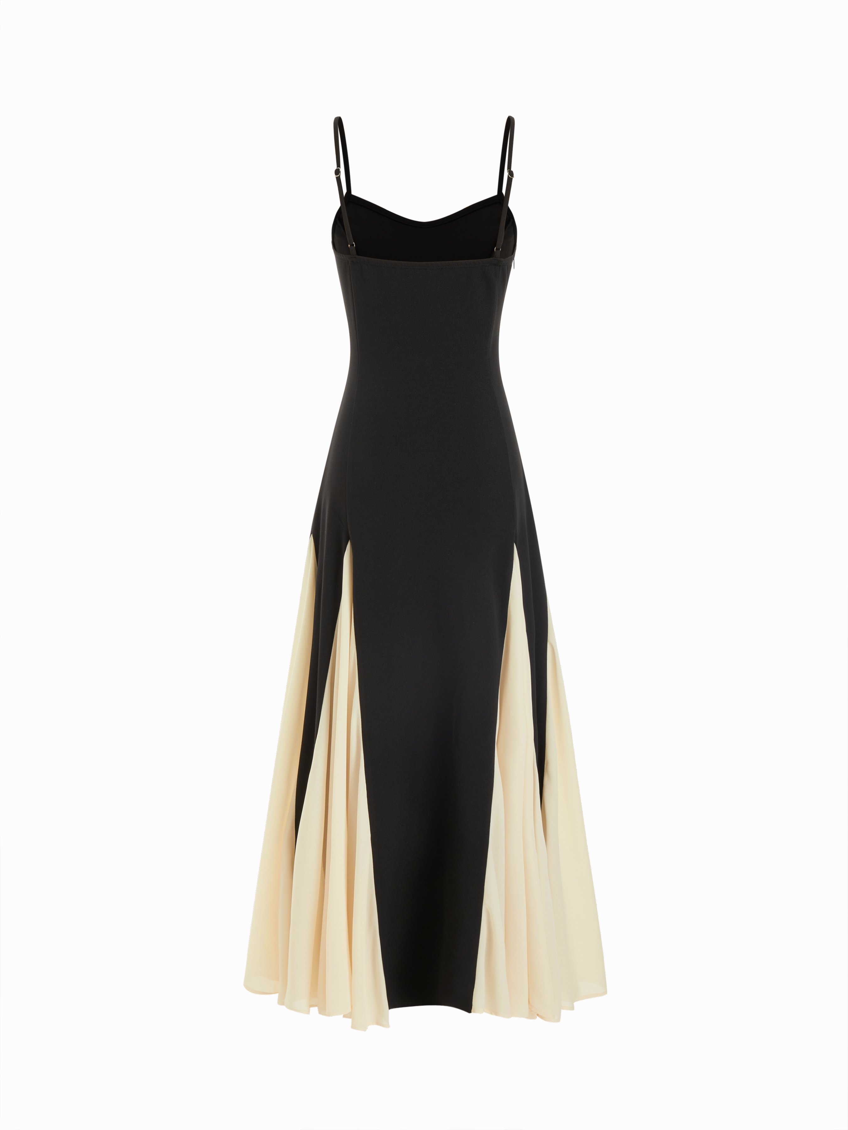 Knit Fabric Color-Blocked Scoop Neck Flared Maxi Dress For Date 