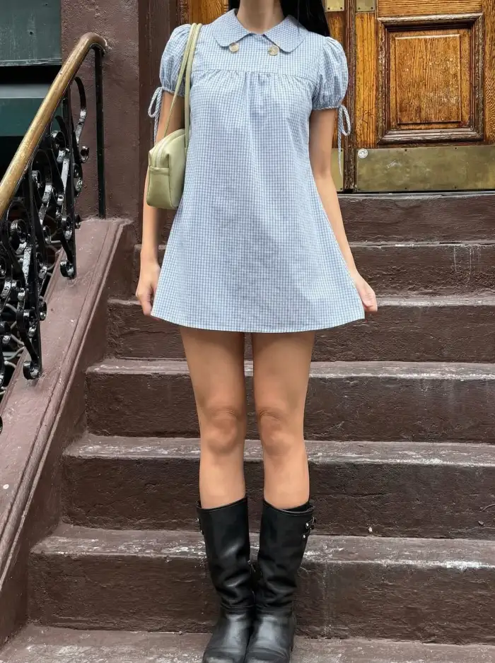 blue and white striped dresses Shop Forward Blue Stripe Cotton Midi Shirt Dress