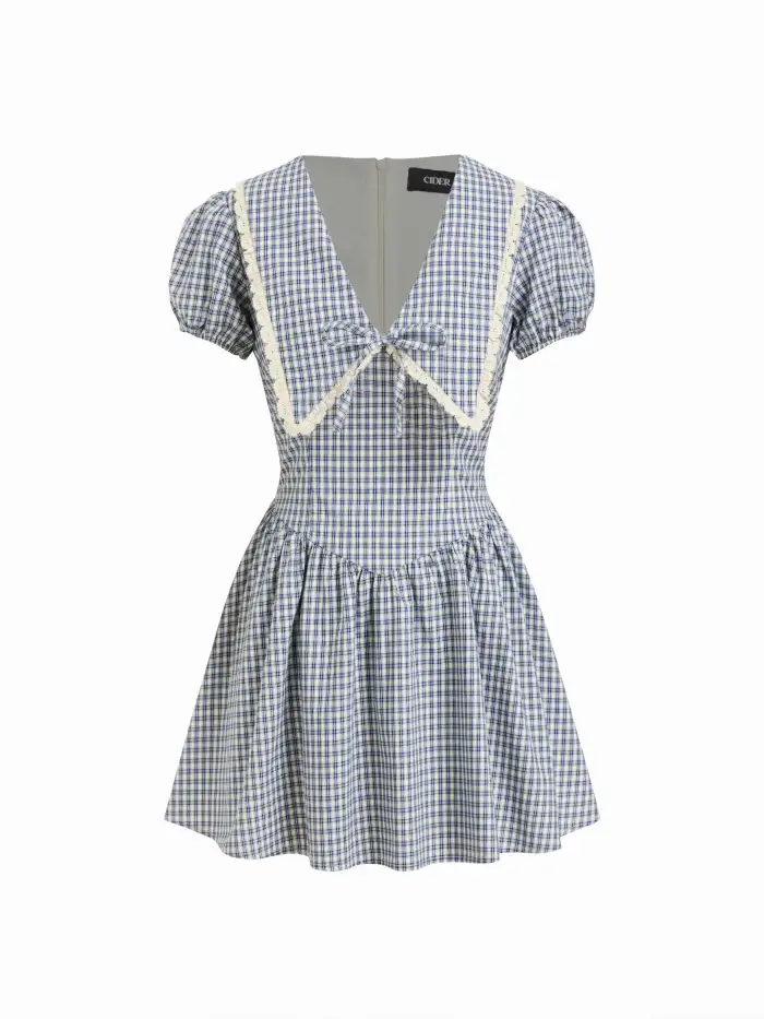 asymmetrical babydoll dress Woven Cotton Gingham Puff Sleeve Mini For Daily Casual Size:11-12 Years (160cm) weather social occasions Labordaysale9/3-dress Sherri Hill 57262 |