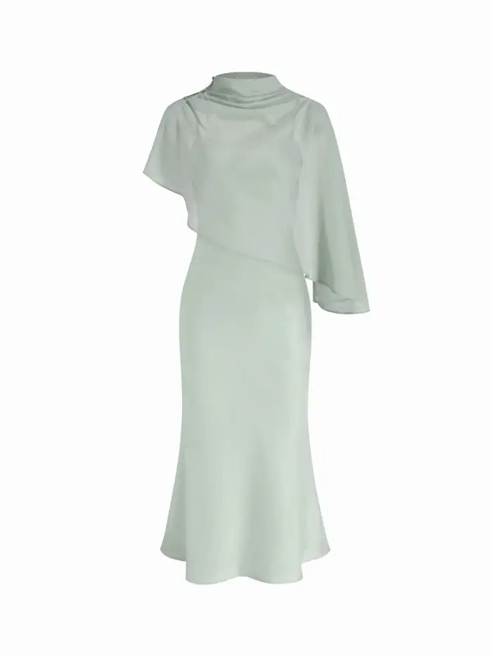 shop cider green dress Wedding Wedding Guest Dress Party Dress For Party New Years Holiday Dress Valentine wedding guest wedding special occasion dresses Satin Satin Cowl Neck Ruched Butterfly Mini Dress For Daily Casual Date