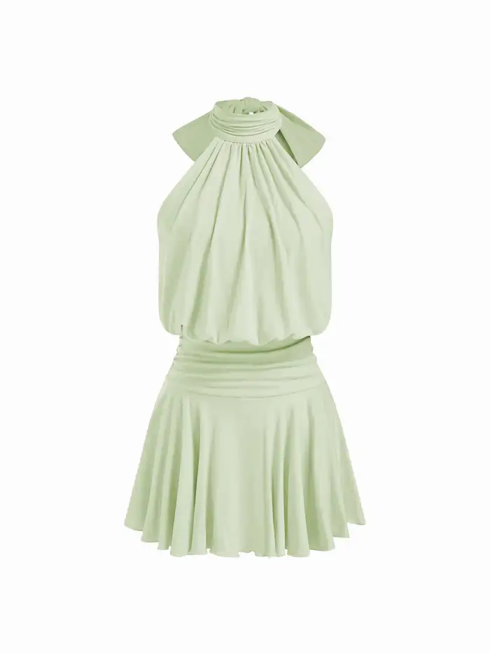 green dress cider Green Plaid Smocked Christmas Dress main image 0